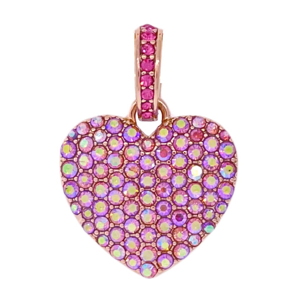 Rose Ab Crystal Reversible Heart Valentines Charm By Ritzy Couture Deluxe-Gold
